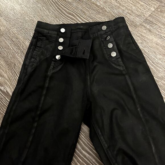 Joe's Jeans Savannah Black Coated Wide Leg Crop Jean Pants Size 26 Sailor Style - Picture 13 of 15